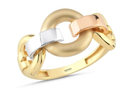 Oval Tasarım Halka Geçişli Üç Renk Yüzük