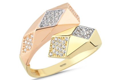 Kare Küp Prizma Tasarım Taşlı Yüzük