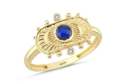 Şövalye Tasarım Mavi Taşlı Yüzük