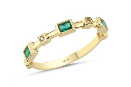 Kare Yeşil Beyaz Baget Yüzük