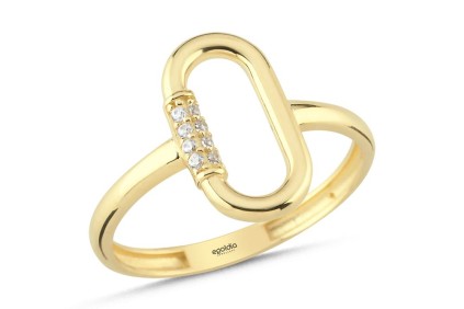 Oval U Tasarım Taşlı Yüzük