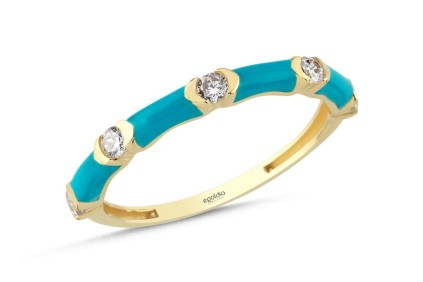 Turkuaz Mineli Taşlı Yüzük