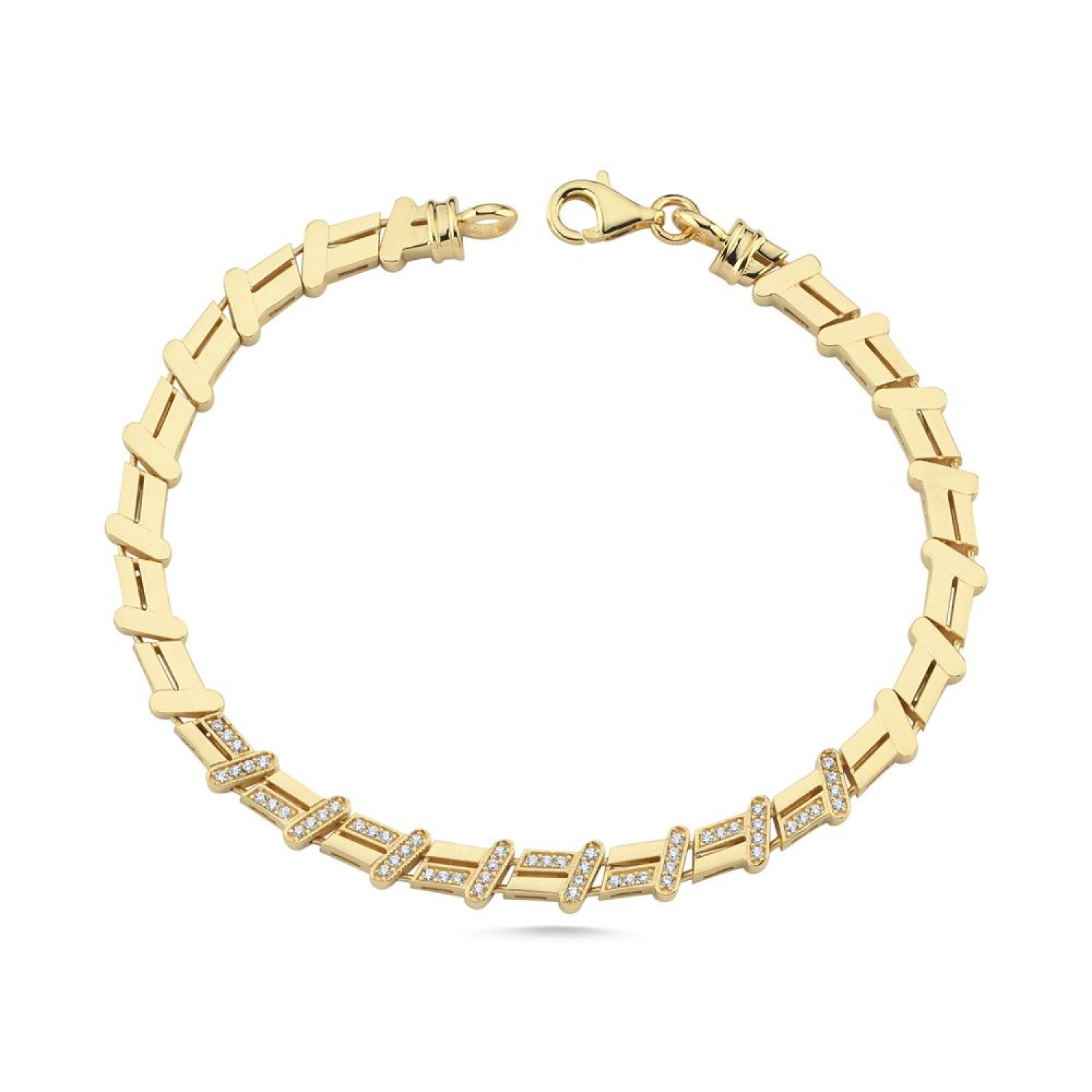 Çift Sıra T Tasarım Taşlı Bileklik