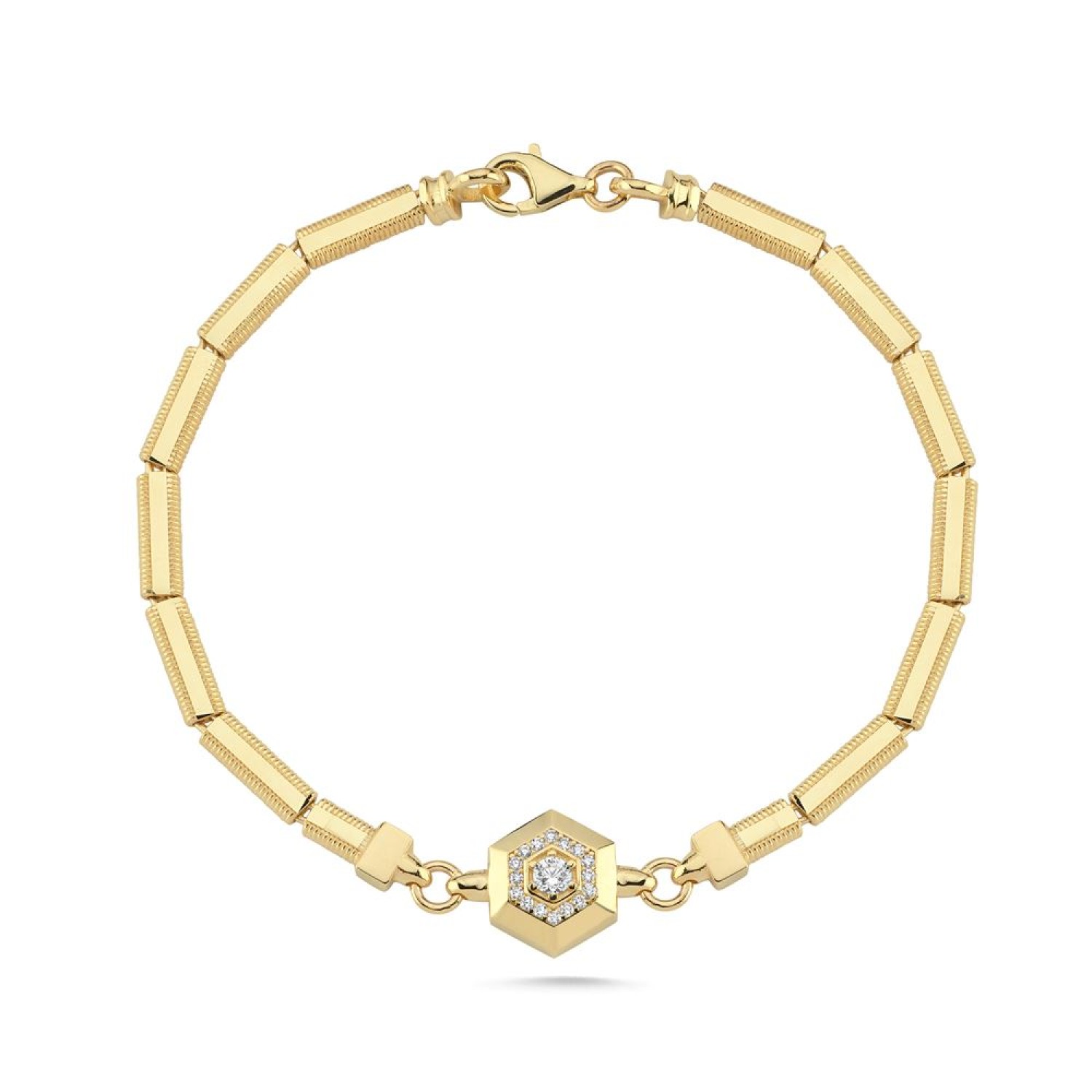 Altıgen Daire Taşlı Ajda Tasarım Bileklik