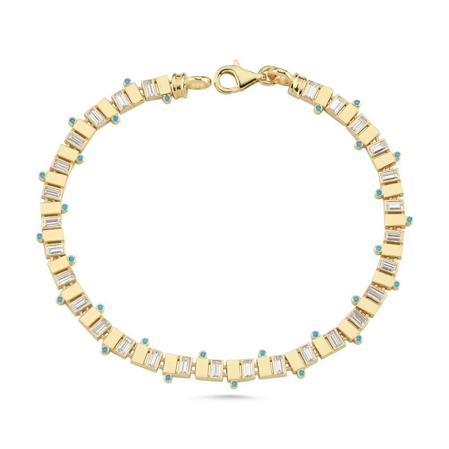 Kare Baget Taşlı Nokta Yeşil Taşlı Bileklik