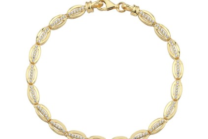 Oval Tasarım Orta Çizgi Taşlı Bileklik