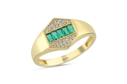 Altıgen Tasarım Taşlı Yüzük