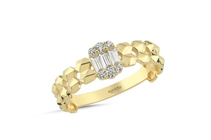 Baget Taşlı Sıralı Prizma Tasarım Yüzük