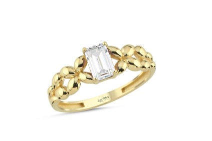 Burgu Tasarım Baget Taşlı Yüzük