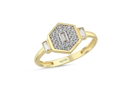 Altıgen Tasarım Taşlı Baget Yüzük