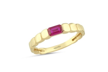 Kare Bakla Tasarım Pembe Taşlı Yüzük