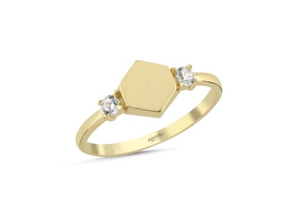 Altıgen Baget Taşlı Yüzük