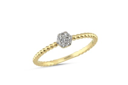 Altıgen Mokta Tasarım Taşlı Yüzük