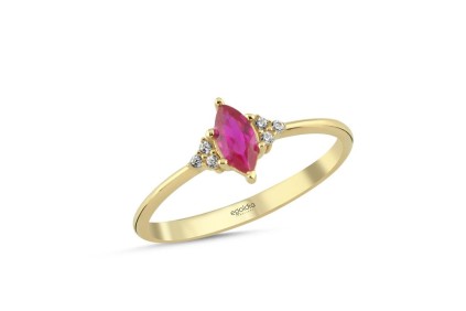 Oval Taşlı Pembe Yüzük