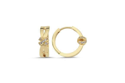 Çarpı Tasarım Taşlı Küpe