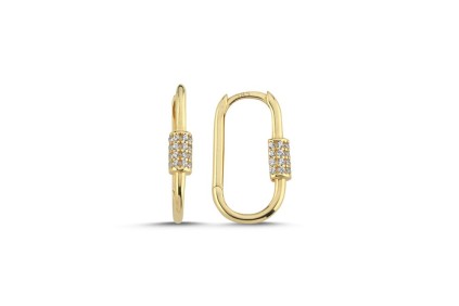 U Tasarım Silindir Taşlı Küpe