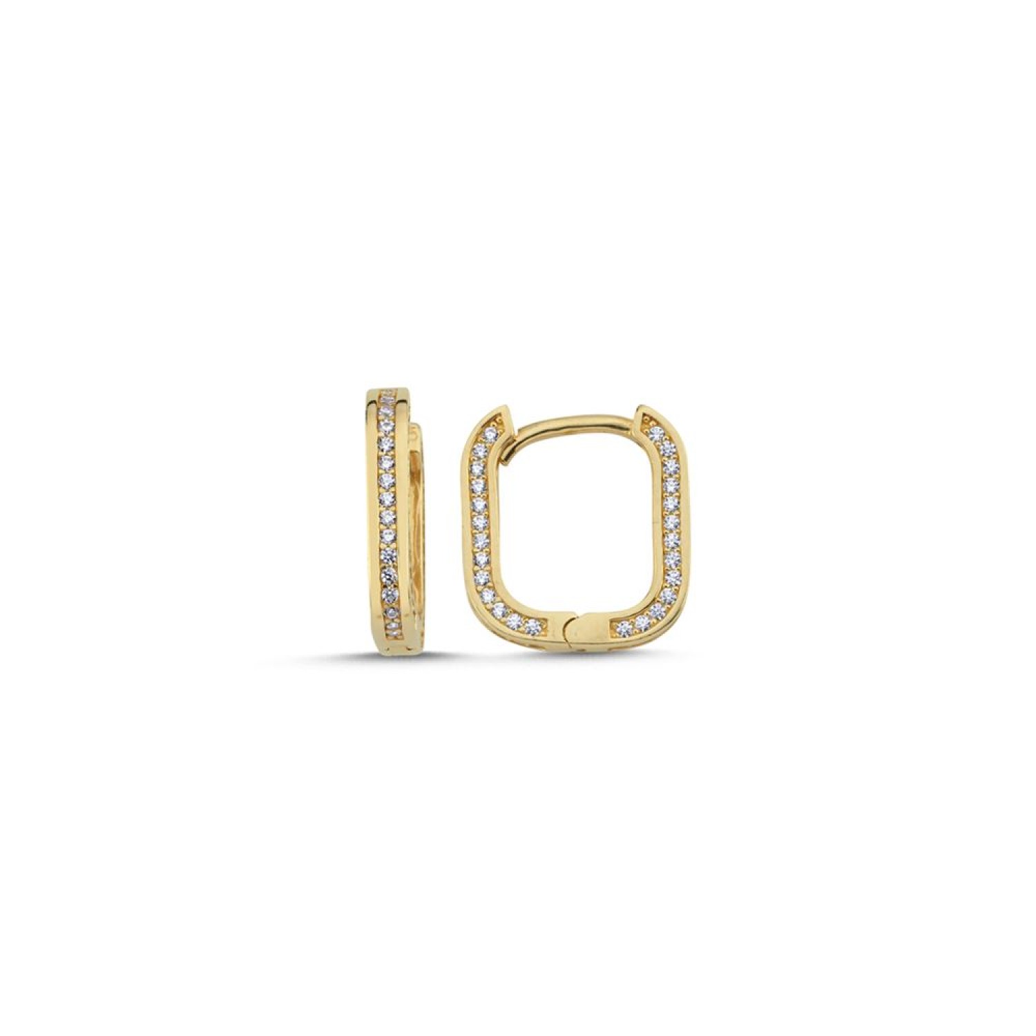 Kare Tasarım Taşlı Küpe