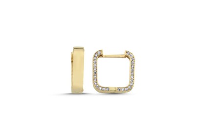 Kare Tasarım Taşlı Küpe