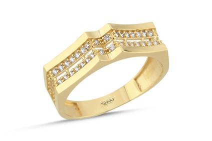 Üçgen Tasarım Taşlı Yüzük