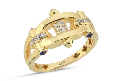 Çubuk Tasarım Mavi Taşlı Yüzük