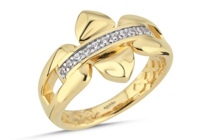 Üçgen Prizma Tasarım Beyaz Taşlı Yüzük