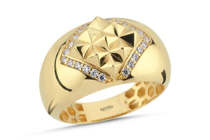 Oval Tasarım Kare Taşlı Yüzük