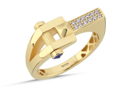 Yatay Dikey Tasarım Yeşil Taşlı Yüzük