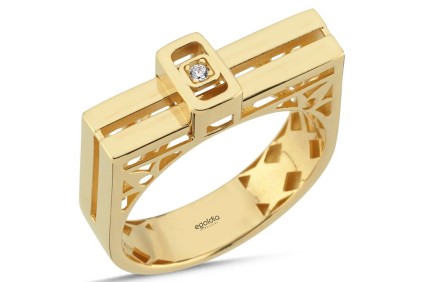 Dikdörtgen Tasarım Baget Taşlı Yüzük