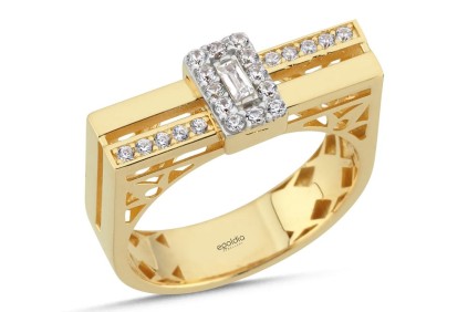 Dikdörtgen Tasarım Baget Taşlı Yüzük