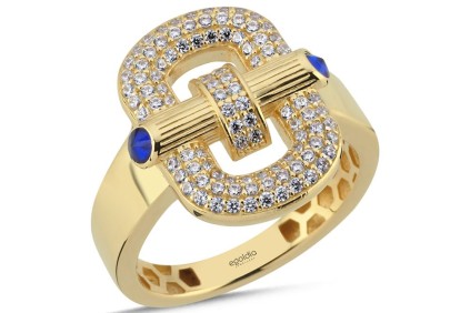 Toka Tasarım Mavi Taşlı Yüzük