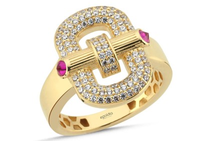 Toka Tasarım Pembe Taşlı Yüzük