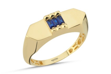 Sekizgen Mavi Taşlı Yüzük