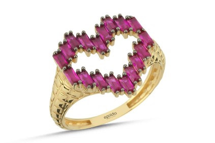 Kalp Tasarım Beyaz Baget Yüzük