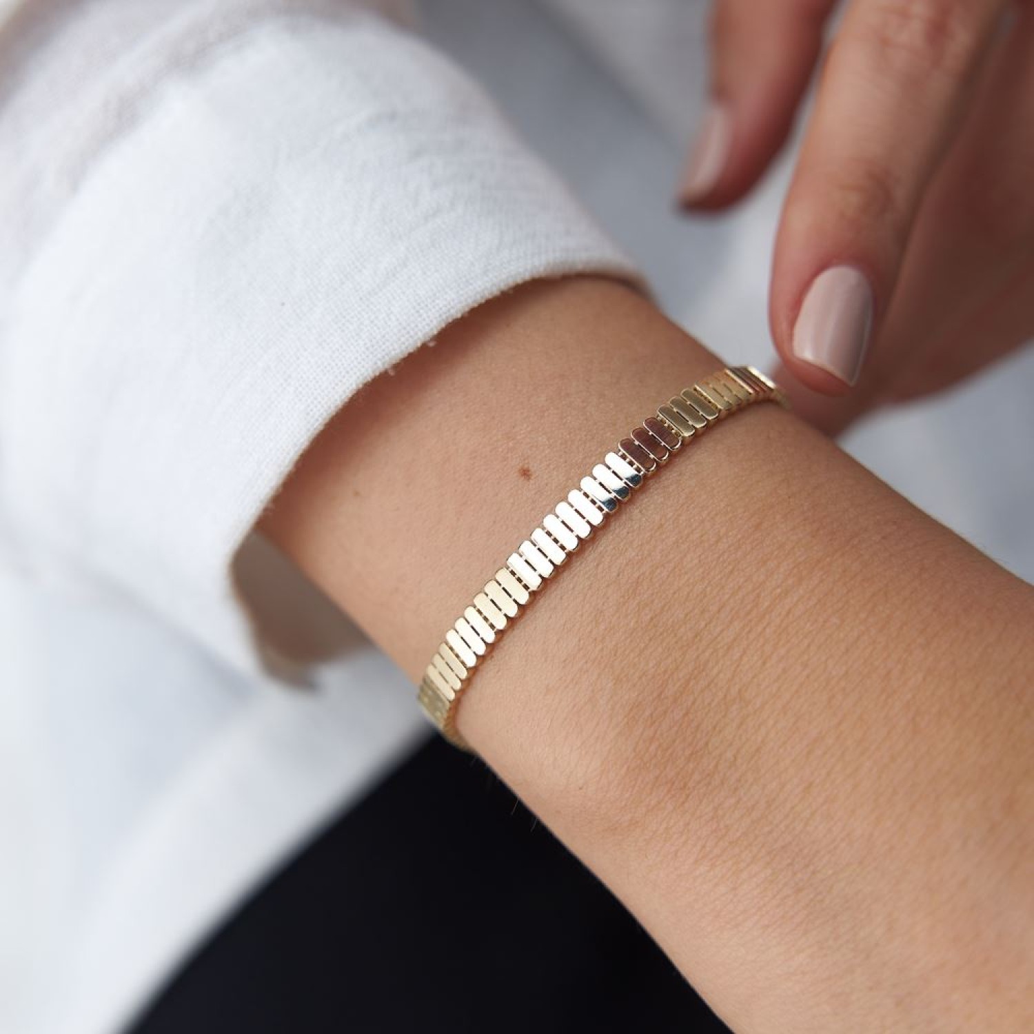 İtalyan Sıralı Balıksırtı Altın Bileklik