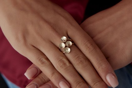 Dörtlü Damla Plaka Tasarım Üç Renk Yüzük