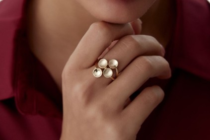 Dörtlü Damla Plaka Tasarım Üç Renk Yüzük