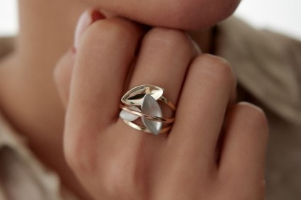 Üç Yaprak Üç Renk Tasarım Yüzük