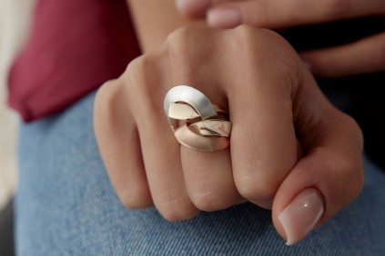 Üç Renk Oval Çizgi Tasarım Yüzük