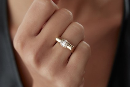 Baget Sıralı Yassı Tasarım Yüzük