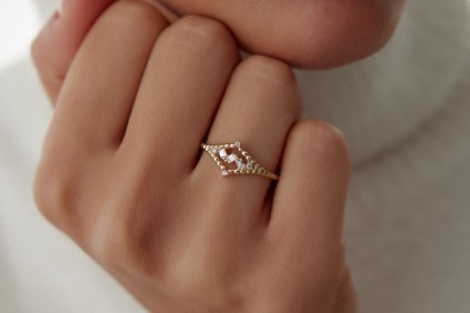 Baget Taşlı Tasarım Yüzük