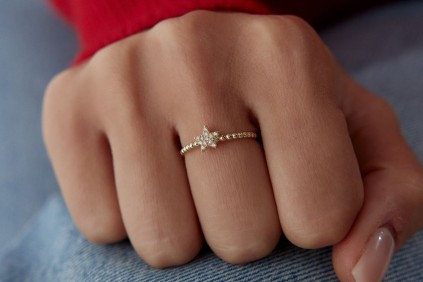 Yıldız Taşlı Nokta Tasarım Yüzük