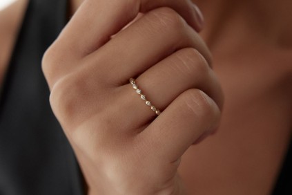 Damla Sıralı Taşlı Yüzük