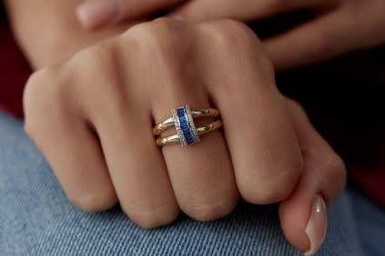 Mavi Baget Taşlı Daire Tasarım Yüzük