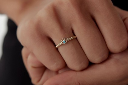 Göz Firuze Mineli Taşlı Burgu Yüzük