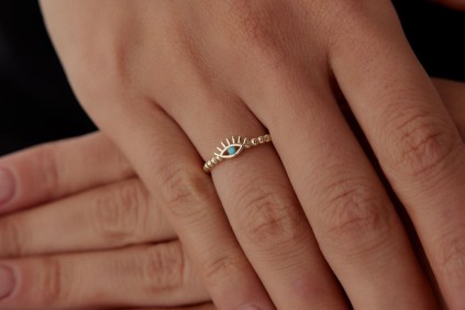 Göz Firuze Mineli Taşlı Burgu Yüzük