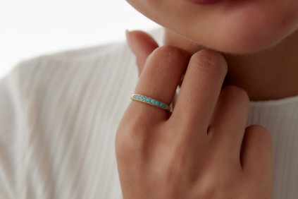 Firuze Sıra Taşlı Yüzük