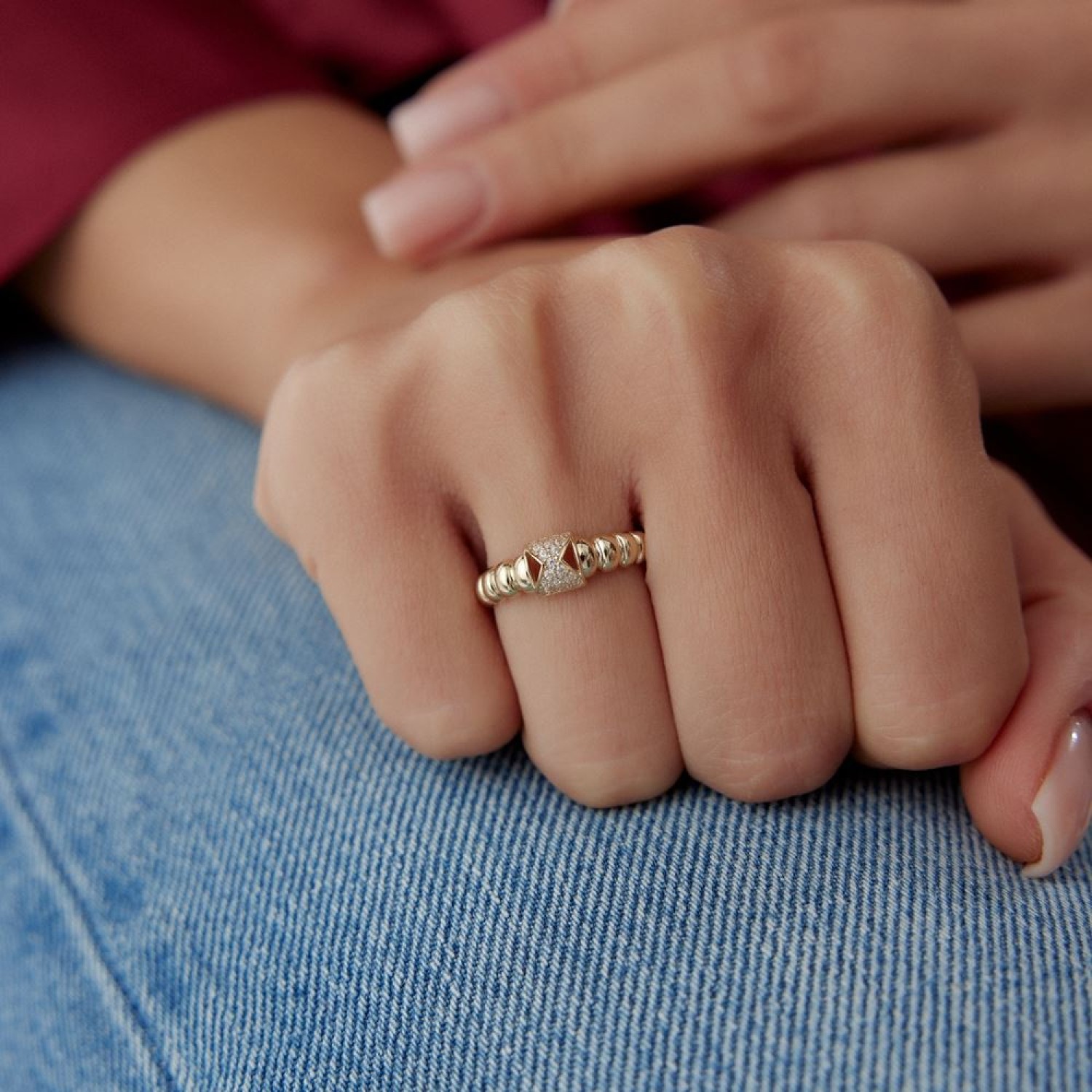 Burgu Tasarım Taşlı Yüzük