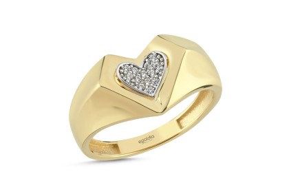 Kalp Tasarım Taşlı Yüzük