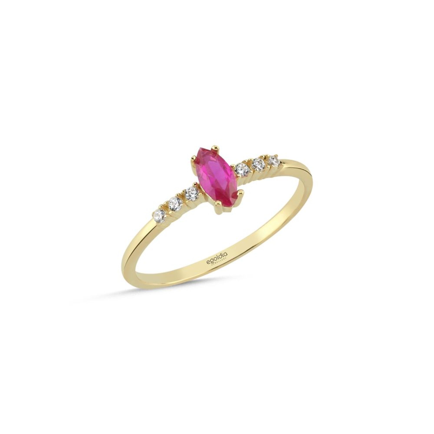 Pembe Damla Ve Baget Taşlı Yüzük