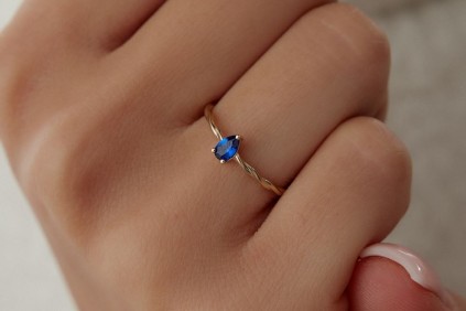 Mavi Damla Taşlı Burgu Tasarım Yüzük